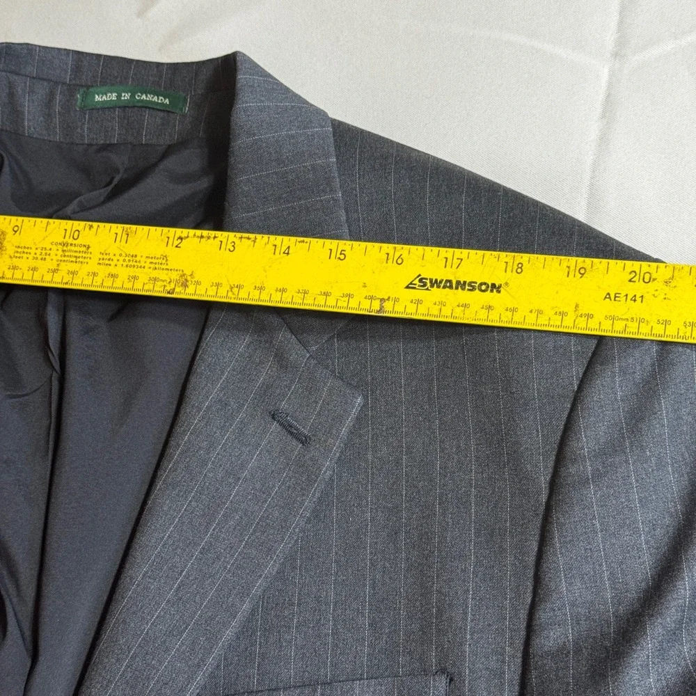 Lauren Ralph Lauren Mens Grey Pinstripe Wool Blazer Sport Coat 47R Canada